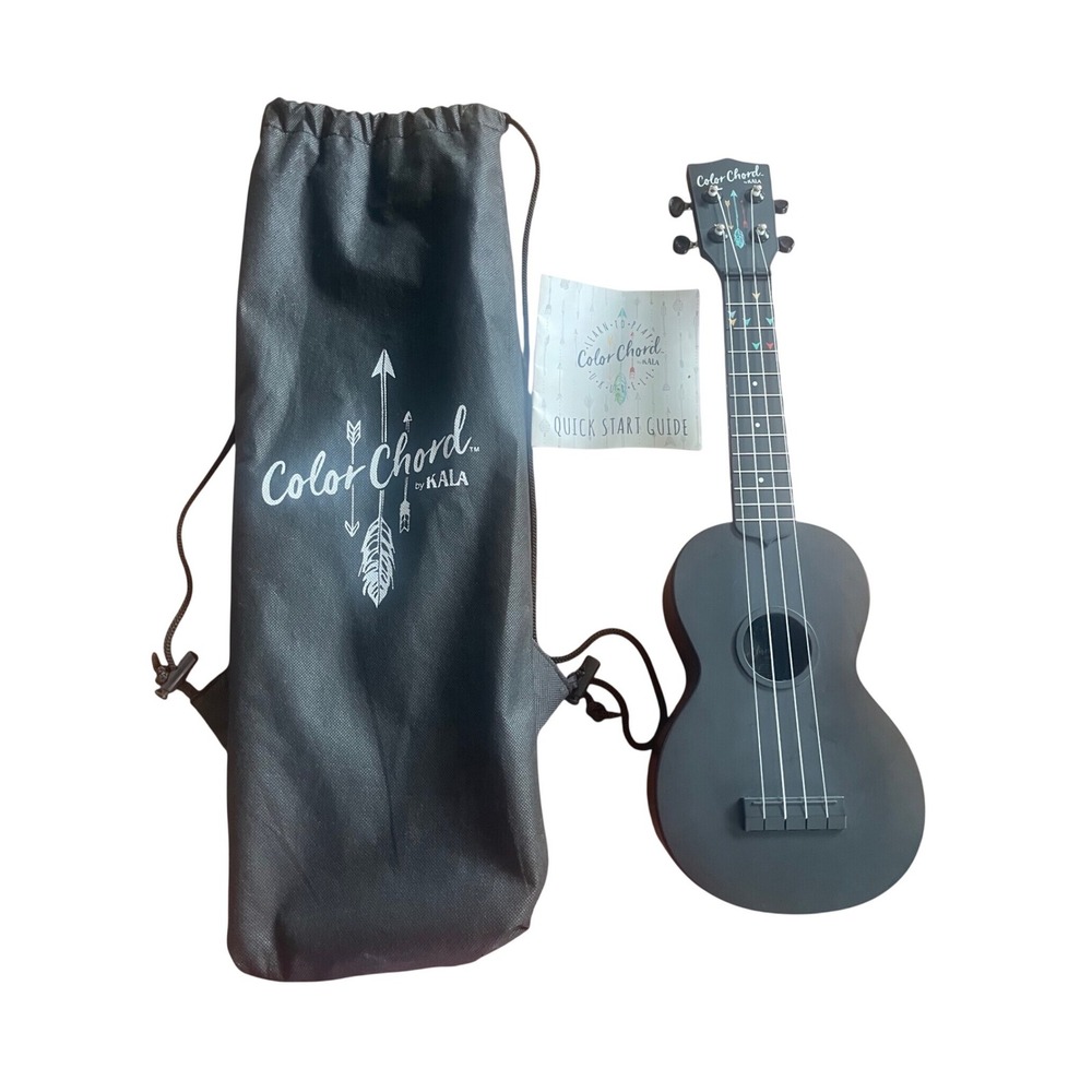 Kala Color Chord Soprano Ukulele Matte Black KALA-LTP-CC with Gig Bag & Guide